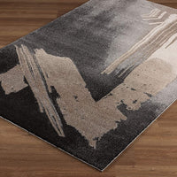 8’ x 11’ Gray and Tan Abstract Stroke Area Rug