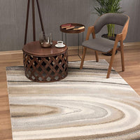 8’ x 11’ Cream and Tan Abstract Marble Area Rug