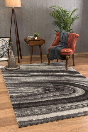 5’ x 8’ Dark Gray Abstract Illusional Area Rug