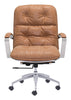 Vintage Chrome and Carmel Faux Leather Tufted Office Chair