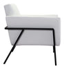 White Faux Leather and Black Accent Armchair