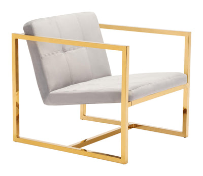 Gold Cubed Gray Microfiber Armchair