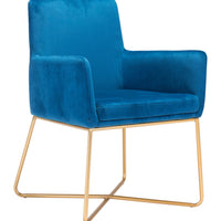 Gold Royal Blue Velvet Accent Armchair