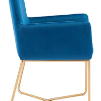 Gold Royal Blue Velvet Accent Armchair