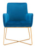 Gold Royal Blue Velvet Accent Armchair