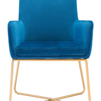 Gold Royal Blue Velvet Accent Armchair