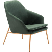 Forest Green Velvet and Gold Chair
