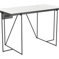 Winslett Marble Desk White &amp; Matte Black