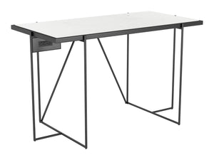 Winslett Marble Desk White &amp; Matte Black