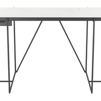 Winslett Marble Desk White &amp; Matte Black