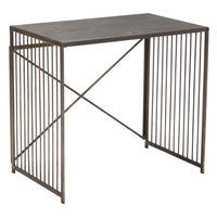 Gray and Gold Slatted Sides Table Desk