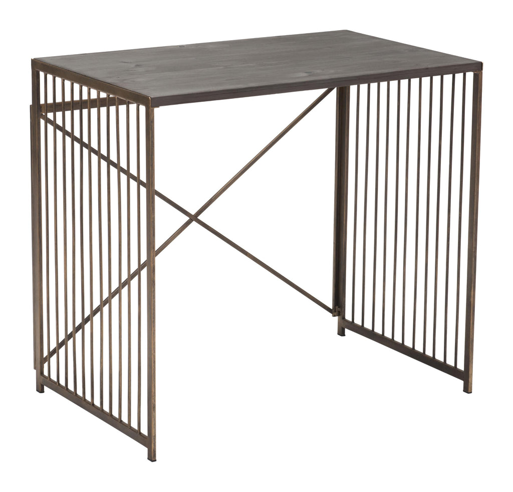 Gray and Gold Slatted Sides Table Desk