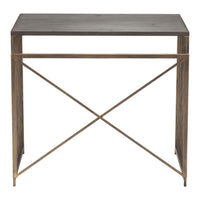 Gray and Gold Slatted Sides Table Desk