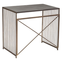 Gray and Gold Slatted Sides Table Desk