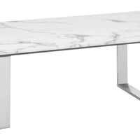 Designer's Choice White Faux Marble and Steel Coffee Table