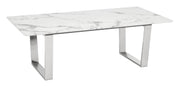 Designer's Choice White Faux Marble and Steel Coffee Table