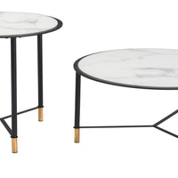 Set of 2 Davis Coffee Tables Black &amp; White