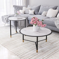 Set of 2 Davis Coffee Tables Black &amp; White