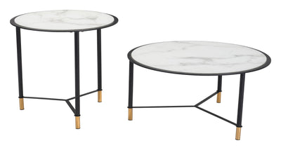 Set of 2 Davis Coffee Tables Black & White