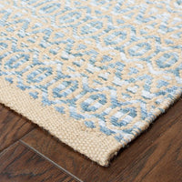 8’ x 10’ Tan and Seafoam Striated Area Rug