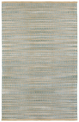 8’ x 10’ Tan and Seafoam Striated Area Rug