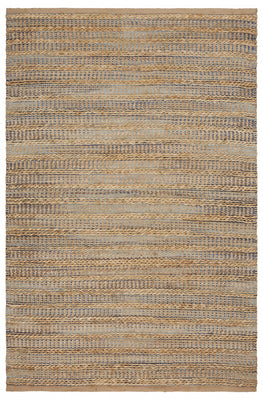5’ x 8’ Tan and Navy Braided Jute Area Rug