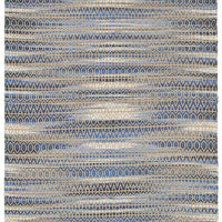 8’ x 10’ Round Navy and Tan Striated Area Rug