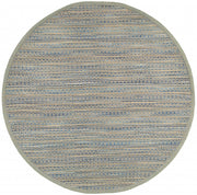 8’ Round Navy and Tan Striated Area Rug