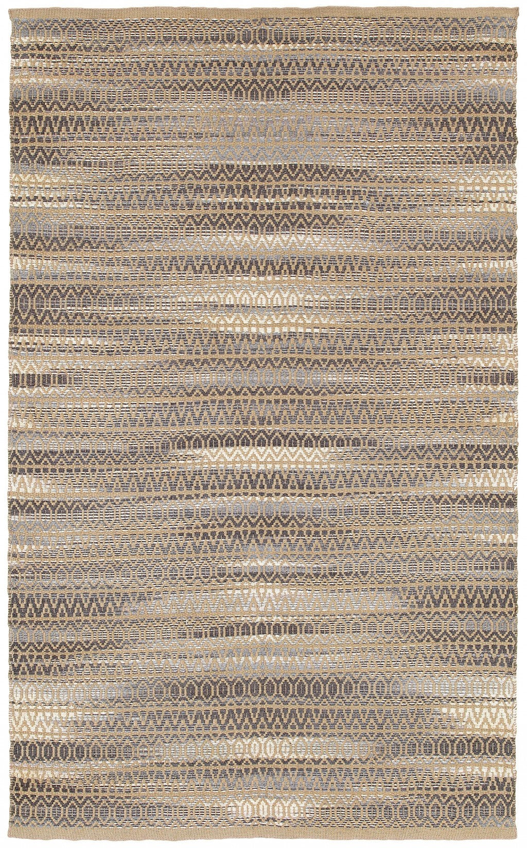 5’ x 8’ Gray and Tan Striated Runner Rug