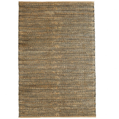 9’ x 12’ Gray and Natural Braided Striped Area Rug