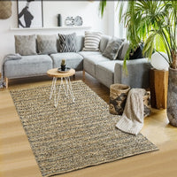 9’ x 12’ Gray and Natural Braided Striped Area Rug