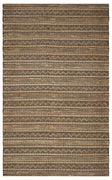 5’ x 8’ Tan and Black Intricate Striped Area Rug