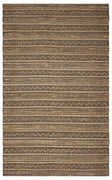 8’ x 10’ Tan and Black Intricate Striped Area Rug