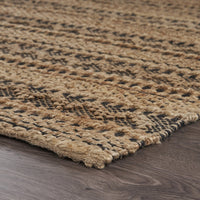 8’ x 10’ Tan and Black Intricate Striped Area Rug