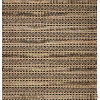 9’ x 13’ Tan and Black Intricate Striped Area Rug