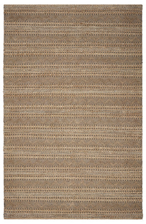 5’ x 8’ Tan and Gray Intricate Striped Area Rug