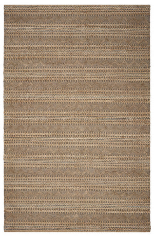 8’ x 10’ Tan and Gray Intricate Striped Area Rug