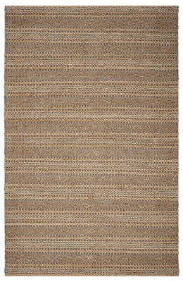 9’ x 13’ Tan and Gray Intricate Striped Area Rug