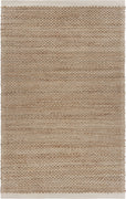 5’ x 8’ Tan and White Detailed Woven Area Rug