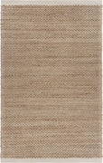 8’ x 10’ Tan and White Detailed Woven Area Rug