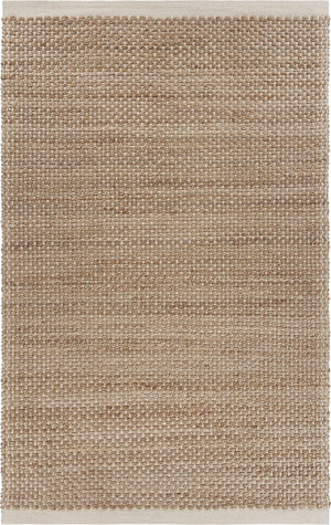 8’ x 10’ Tan and White Detailed Woven Area Rug