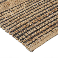 5’ x 8’ Tan and Black Eclectic Striped Area Rug