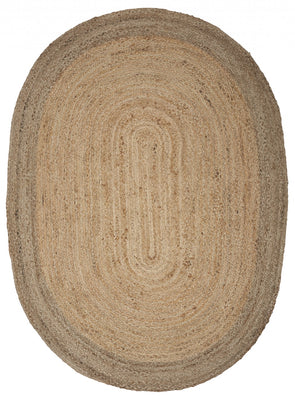 7’ Natural Toned Oval Shaped Area Rug