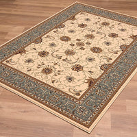 2’ x 4’ Cream and Blue Traditional Area Rug