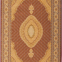 7’ x 9’ Red and Beige Medallion Area Rug