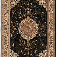 5’ x 8’ Black and Beige Embellished Area Rug