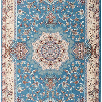 5’ x 8’ Blue and Cream Embellished Area Rug