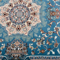 7’ x 9’ Blue and Cream Embellished Area Rug