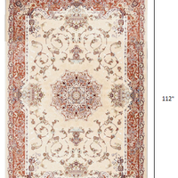 7’ x 9’ Cream Rose Traditional Pattern Area Rug