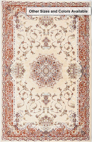 7’ x 9’ Cream Rose Traditional Pattern Area Rug